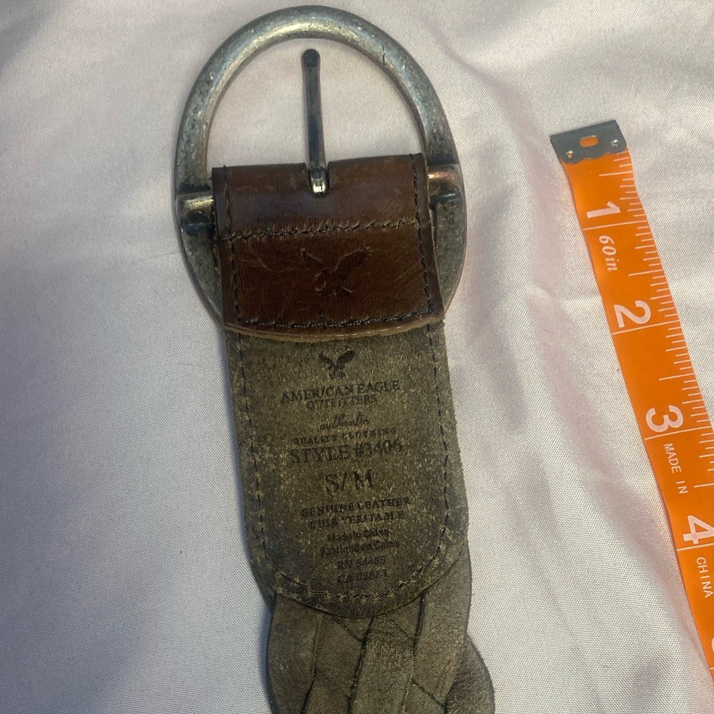 American Eagle Outfitters Brown Braided Genuine Leather Belt S/M - Picture 6 of 7
